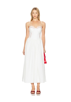 Runaway The Label Zarita Midi Dress in White. Size L. Also in M, S, XL.