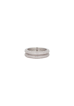 SHASHI Micro Pave Ring Set in Metallic Silver. Size 6. Also in 7, 8.