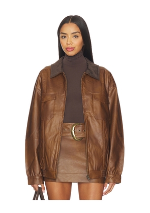 Show Me Your Mumu Maverick Bomber Jacket in Brown. Size M. Also in L, XS.