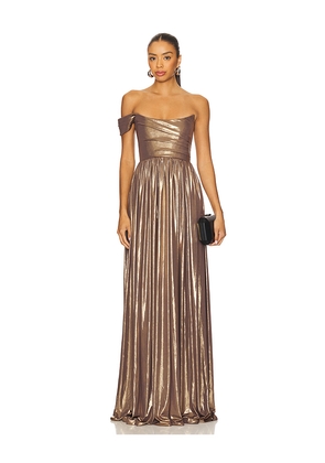 SAU LEE Kennedy Gown in Metallic Gold. Size 0. Also in 2.