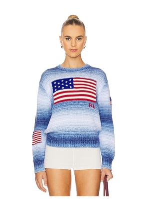 Polo Ralph Lauren Flag Ombre Cotton Sweater in Blue. Size M. Also in S.