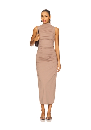 Susana Monaco Gathered Mock Neck Sleeveless Dress in Nude. Size M. Also in S, XL, XS.