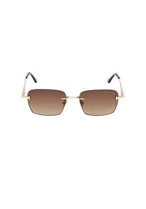 TOM FORD Rectangular Sunglasses in Metalic Gold.