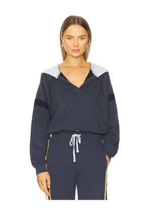 SUNDRY Half Placket Hoodie in Navy. Size M. Also in S, XL, XS.