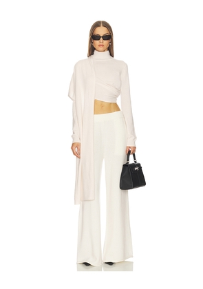 SRG Jetta Cashmere Draped Scarf Turtleneck in Cream. Size L. Also in M, S, XL, XS.