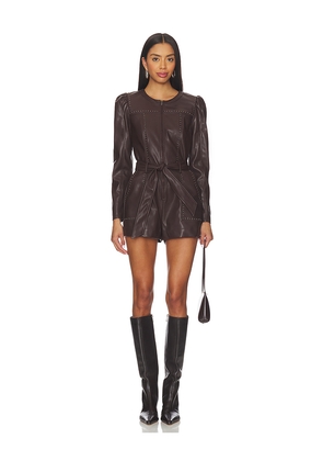 SAYLOR Lora Romper in Chocolate. Size L. Also in S.