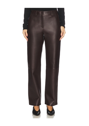 Theory Straight Classic Leather Pant in Chocolate. Size 0. Also in 2, 4.
