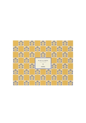 Papier Floral Checkerboard Undated Weekly Desk Planner in Mustard.