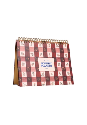 Papier Floral Gingham Monthly Desk Pad in Red.