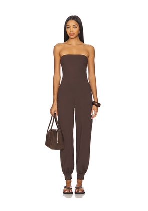 Susana Monaco Strapless Cuffed Ankle Jumpsuit in Brown. Size M. Also in S, XL, XS.