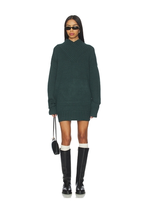SEROYA Dessa Chunky Sweater Dress in Dark Green. Size M. Also in S, XL, XS.
