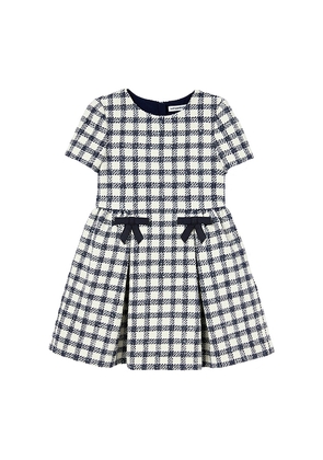 self-portrait Kids Check Boucle Dress in Navy. Size 4/5T. Also in 5/6T, 6/7, 7/8.