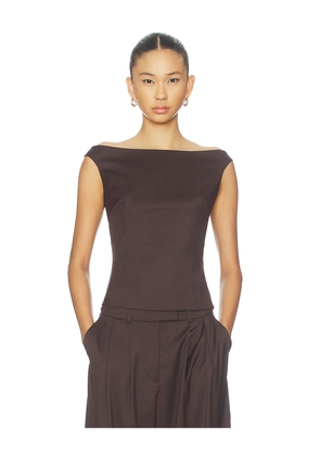REMAIN Off Shoulder Suiting Top in Brown. Size 34. Also in 32, 36, 38.