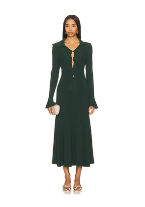 self-portrait Keyhole Knit Midi Dress in Green. Size L. Also in M, S, XS.
