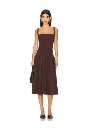 WeWoreWhat Smocked Drop Waist Midi Dress in Brown. Size L. Also in M, S, XL, XS, XXS.