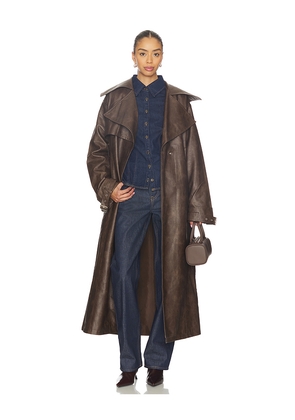 superdown Astra Faux Leather Trench in Brown. Size L. Also in M, S, XL, XS, XXS.