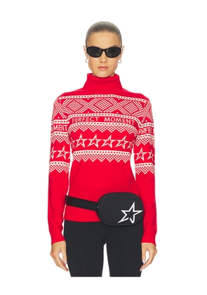 Perfect Moment Holiday Roll Neck Sweater in Red. Size L. Also in M, S, XS.