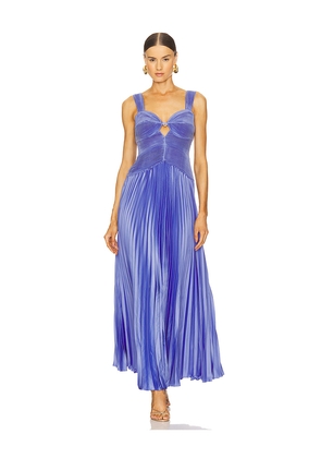AMUR Alaia Pleated Gown in Blue. Size 0. Also in 10, 4, 6, 8.