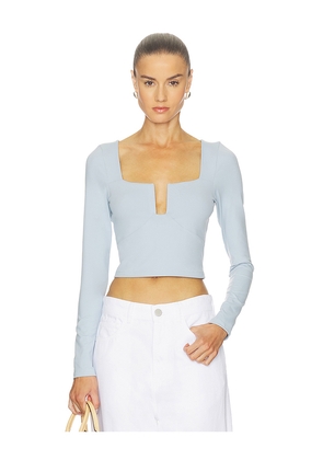 Susana Monaco Square Wire Long Sleeve Top in Baby Blue. Size L. Also in M, S, XL, XS.