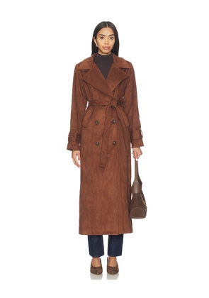 SNDYS Sutton Faux Suede Trench Coat in Brown. Size L. Also in M, XL.