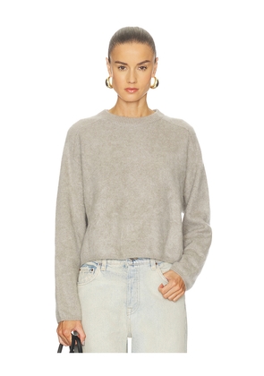 Soft Goat Brushed Crewneck Sweater in Light Grey. Size L. Also in S.