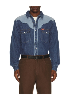 Sendero Provisions Co. Sundance Western Pearl Snap Shirt in Blue. Size L. Also in M, S, XL/1X, XS.