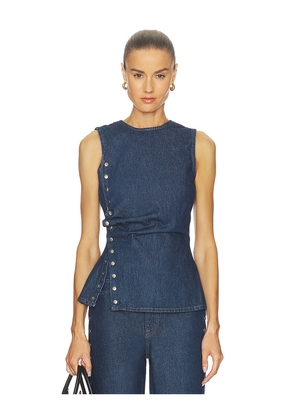 ROTATE Denim Buttoned Top in Navy. Size 32. Also in 34, 36, 38, 40.