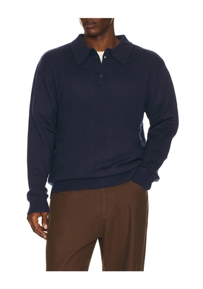 Rhythm Foster Knit Polo in Blue. Size L. Also in M, S, XL/1X.