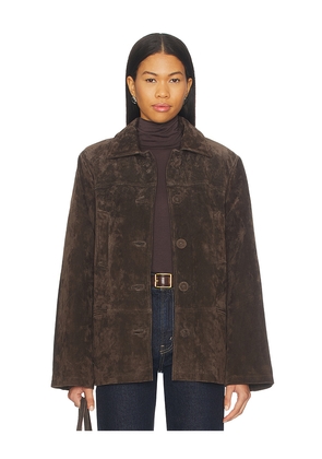 WeWoreWhat x Premium Suede Button Front Jacket in Chocolate. Size M. Also in L, XL.