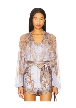 Zimmermann Billow Blouse in Baby Blue. Size 0/XS. Also in 2/M, 4/XL.