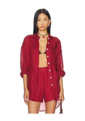 vitamin A Playa Boyfriend Shirt in Brown. Size L. Also in M, S, XS.