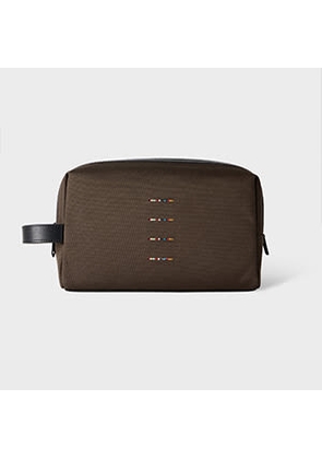 Paul Smith Khaki Cordura Laser 'Signature Stripe' Wash Bag Brown