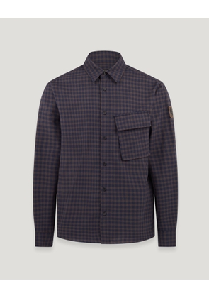 Belstaff Scale Shirt Men's Brushed Cotton Dark Ink / Major Brown Size 3XL