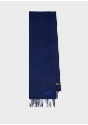 Paul Smith Navy Blue Cashmere Logo Scarf