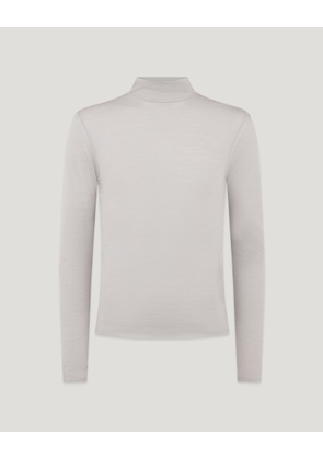 Belstaff Tait Fitted Roll Neck Women's Wool Cashmere Blend Cement Grey Size M