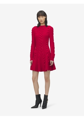 ALEXANDER MCQUEEN - Wool Cashmere Cable Knit Mini Dress - Item 848815Q1BE16062