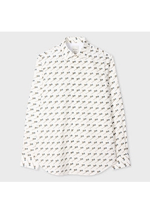 Paul Smith Tailored-Fit White 'Floral' Organic Cotton Shirt