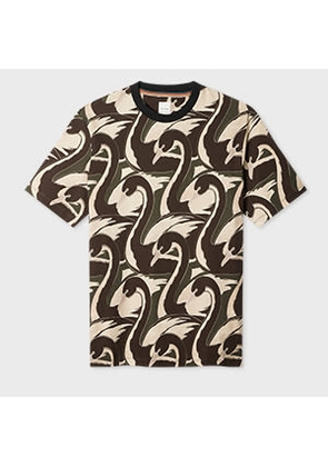 Paul Smith 'Swan' Print Cotton T-Shirt Black