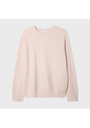 Paul Smith Cream Merino Wool-Cotton Blend Ribbed Sweater White