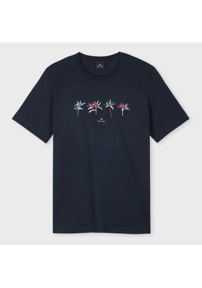 PS Paul Smith Dark Navy 'Edelweiss' Print T-Shirt Blue