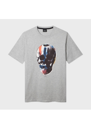 PS Paul Smith Grey 'Red Blue Skull' Print T-Shirt