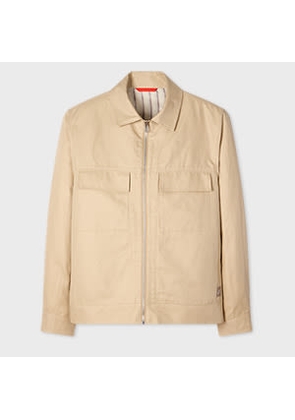 PS Paul Smith Ecru Cotton-Linen Zip Overshirt Brown