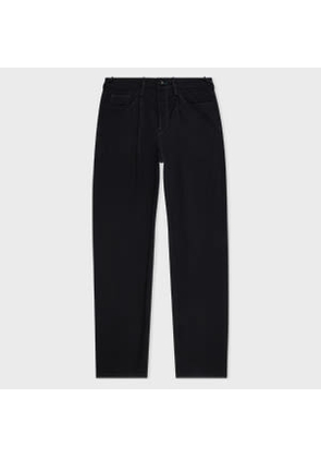 PS Paul Smith Black Herringbone-Twill Stretch Cotton Pleat-Front Jeans