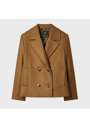 PS Paul Smith Women's Brown Wool-Cashmere Blend Pea Coat