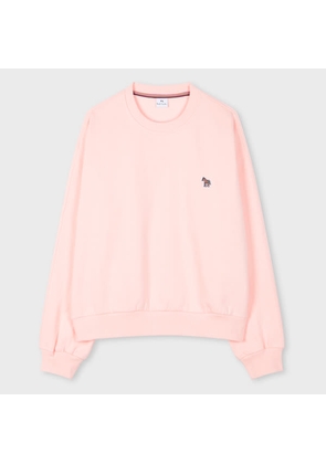 PS Paul Smith Women's Light Pink Zebra Logo Cotton Sweatshirt