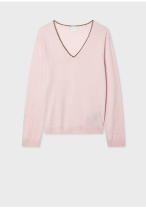 Paul Smith Women's Pale Pink 'Signature Stripe' Merino Wool Sweater