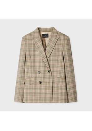 PS Paul Smith Women's Cream and Blue Check Double-Breasted Blazer Brown