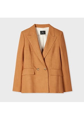 PS Paul Smith Women's Tan Textured Double-Breasted Blazer Orange