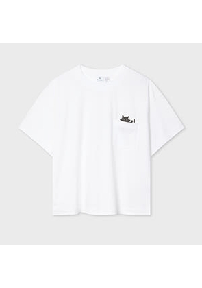 PS Paul Smith Women's White Organic Cotton 'Cat' T-Shirt