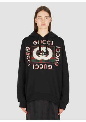 Gucci Logo Embroidery Hooded Sweatshirt - Woman Sweatshirts Black Xxs